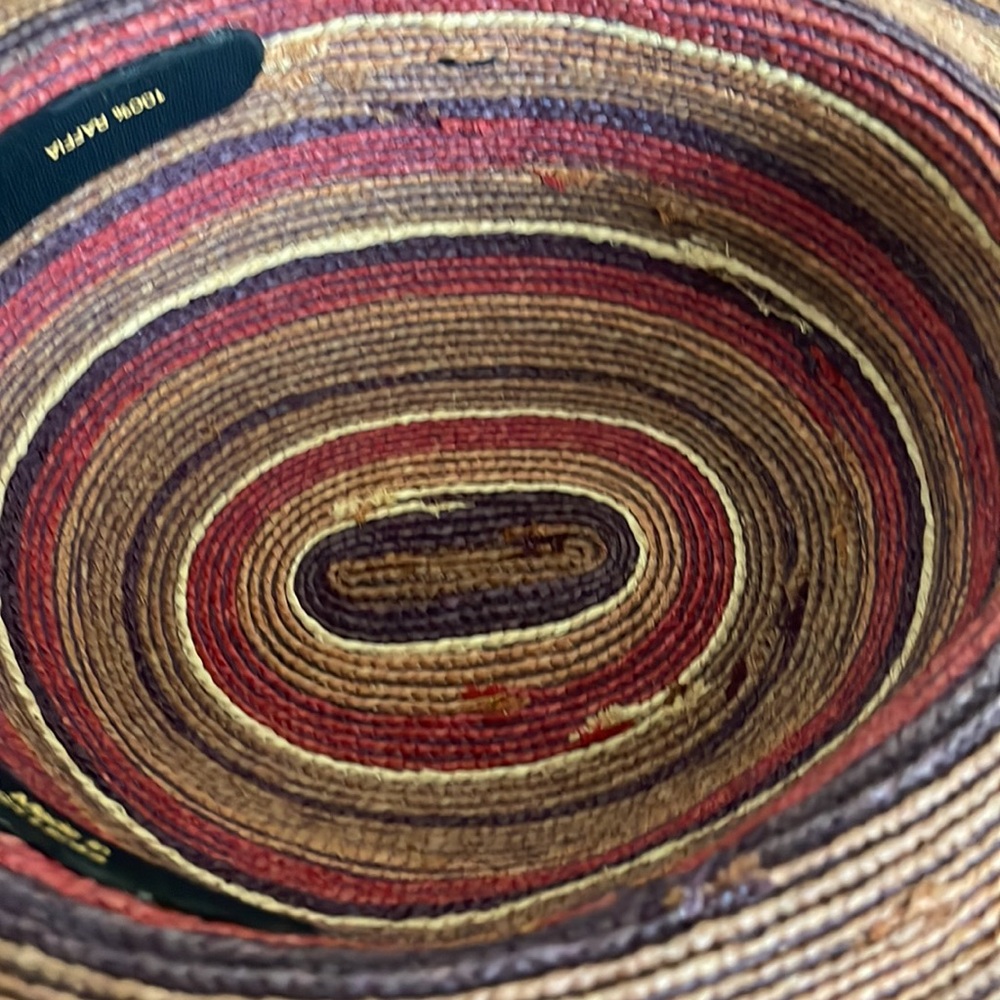 SOLD Helen Kaminski Hat Wide Brim Sun Raffia Womens Multicolor Summer Beach - Picture 14 of 15